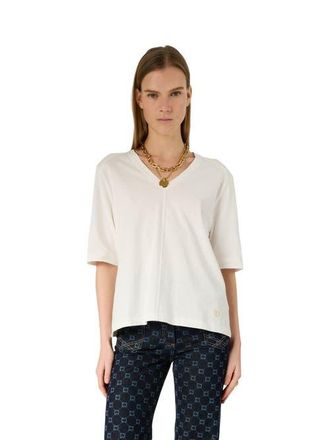 Gerard Darel Marisa V-Neck Short Sleeve T-Shirt in White at Nordstrom, Size Small