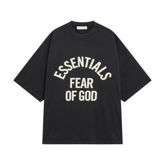 Fear of God T-Shirts, male, Black, Size: XL Campus 90s Short Sleeve Tee