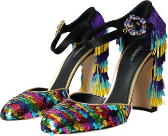 Dolce & Gabbana Womens Multicolor Sequin Crystal Mary Jane Shoes