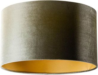 QAZQA Cl&aacute;sico/antiguo Algod&oacute;n Pantalla De L&aacute;mpara De Terciopelo Verde Con Interior Dorado 35/35/20, Redonda Apto Para L&aacute;mpara Colgante - Qazqa