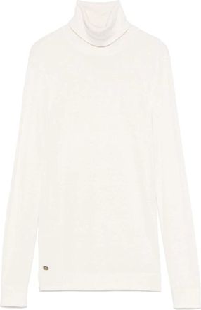 Ralph Lauren Ecru Fijngebreide Trui met Geribbelde Rolkraag - Dames - Coltruien - Beige - XL - Truien & Vesten