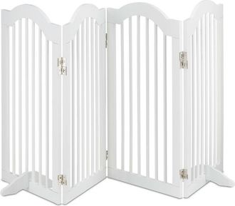 Relaxdays Relaxdays - Barrera Seguridad Perros, 4 Paneles, Alto 92 Cm, Valla Protecci&oacute;n Mascotas, Plegable, 92x205 Cm, Blanca