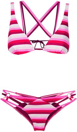 Amir Slama stripe-print strappy bikini - women - Polyamide/Elastane - GG - Pink