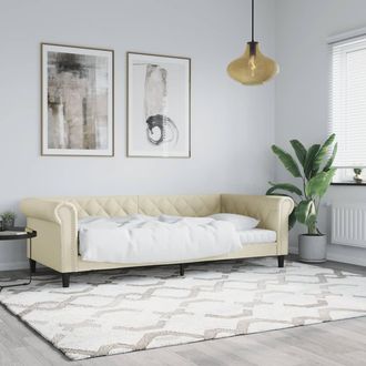 vidaXL Sof&aacute; Cama Sin Colch&oacute;n Cuero Sint&eacute;tico Crema 80x200 Cm Vidaxl