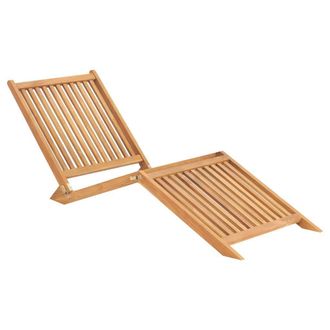 Berkfield Home Sun Lounger Solid Teak Wood in Brown