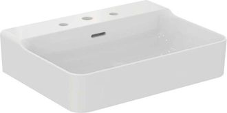 Ideal Lavabo Conca 600x450x165mm, Lijado Blanco 3 Orificios Para Grifer&iacute;a, Con Rebosadero Ideal Standard