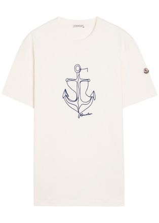 Moncler Embroidered Cotton T-shirt - White - M