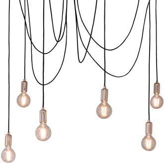 Loops Multi Light Ceiling Pendant 6 Bulb Gloss Copper Industrial Adjustable Hang Hook