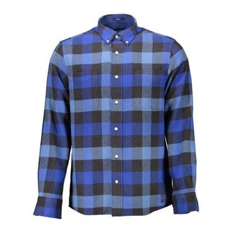 GANT Blauw Katoenen Overhemd- Lange Mouwen- Regular Fit - Heren - Casual Overhemden - Blauw - S - Katoen - Overhemden