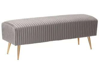 Beliani Panchina In Velluto Grigio Gambe In Metallo Dorate 118 Cm Glamour Paterson