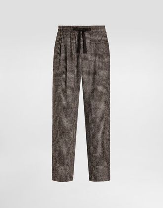 Dolce & Gabbana Glen Plaid Alpaca Blend Joggers - Man Pants And Shorts Multicolor Alpaca 46