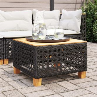vidaXL Mesa De Jard&iacute;n Rat&aacute;n Pe Y Madera Acacia Negro 55x55x36 Cm Vidaxl