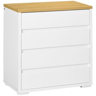 HOMCOM Homcom - C&oacute;moda Moderna Con 4 Cajones Mueble Cajonera De Madera Para Dormitorio Sal&oacute;n Habitaci&oacute;n 70x37x75 Cm Blanco Y Natural