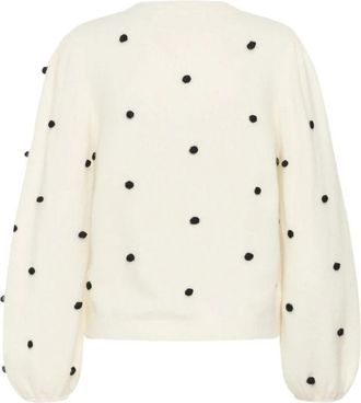 Gestuz GZAlpha Dot Pullover - Dames - Ronde hals truien - Wit - M - Wol - Truien & Vesten