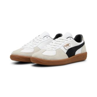 Puma Sneaker PUMA PALERMO LTH, Damen, Gr. 44,5, weiss (puma wei&szlig;, vapor gray, gum), unifarben, Schuhe Sneaker