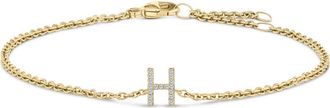 House of Brilliance 10K Gold Diamond Accent A-Z Initial Charm and Link Bracelet in Yellow | H at Nordstrom