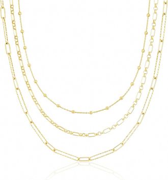 Ela Rae Womens Triple Round Oval Three Layer Chain In Gold