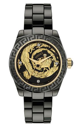 Versace DV One 20th Anniversary Diamond Automatic Ceramic Bracelet Watch, 40mm in Black Ceramic at Nordstrom