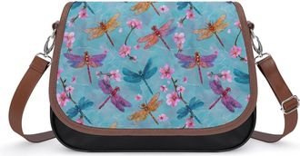 Generic Dragonfly And Floral Crossbody Bags for Women Shoulder Messenger Bag Purse Handbags