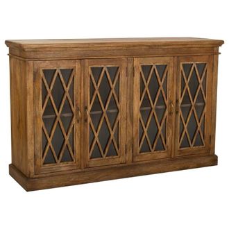 Wanderlust Deco Aparador de madera y cristal 170x40x100 marr&oacute;n