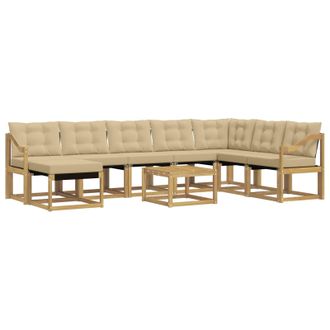 vidaXL Conjunto De Sof&aacute;s De Exterior Con Coj&iacute;n 9 Pcs Y Beige Vidaxl