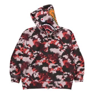 A Bathing Ape Map Camo Shark Full Zip Hoodie Red 1L30-115-001-RED
