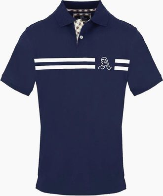 Aquascutum Mens Collared Neck Short Sleeve Polo Shirt - Navy - Size: 2X large