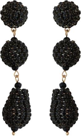 Panacea Beaded Linear Drop Earrings in Black at Nordstrom