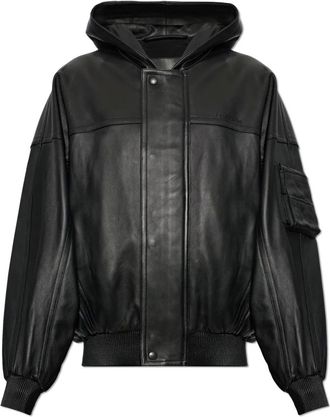 Balenciaga Leren jack met capuchon - Heren - Jassen - Zwart - Maat: M Leer