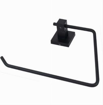 Trade Shop Trade Shop - Porta Asciugamano Ad Anello Aperto Da Muro In Acciaio Nero Arredo Da Bagno 79983