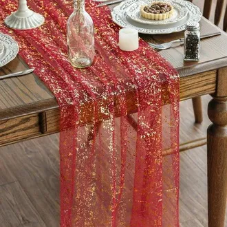 OEM Tira De Mesa Transparente Con L&aacute;mina Brillante, 75 X 300 Cm, Decoraci&oacute;n Para Fiestas, Celebraciones Y Cumplea&ntilde;os (interiores), Naranja