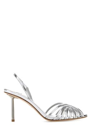 Le Silla Silver Solid Pointed Toe Heels