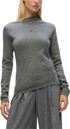 Karl Lagerfeld Truien & Vesten, Dames, Grijs, S, Asymmetric Neck Logo Sweater