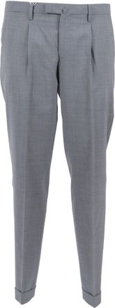 BRIGLIA 1949 Grey Tailored Flap Straight-Leg Pants