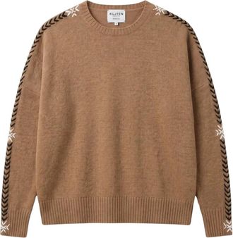 Kujten Amea Snow Sweater - Dames - Ronde hals truien - Bruin - S - Wol - Truien & Vesten