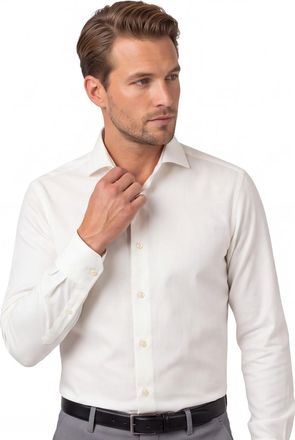 Led&ucirc;b Witte overhemd Ledub Slim Fit effen strijkvrij