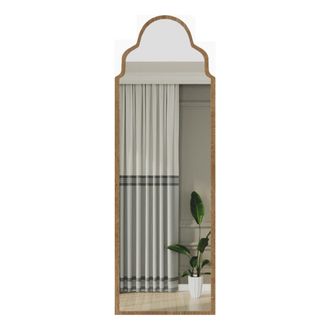 Dmora Espejo Vitta, Forma Rectangular, Tipo De Suelo, Estructura Transparente, 50x160h Cm, Roble Marr&oacute;n