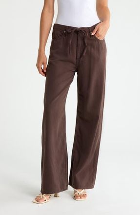 Rag & Bone Featherweight Phoebe Drawstring Wide Leg Jeans in Dark Brown Stone at Nordstrom, Size X-Large