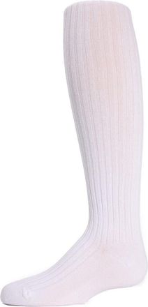 MeMoi Ribbed Cotton Sweater Tights in White at Nordstrom, Size 18-24M
