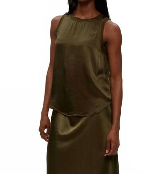 Michael Stars Shay Satin Tank Top In Topiary