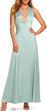 Ramy Brook Belle Plunge Neck Gown in Moonstone Blue at Nordstrom, Size 14