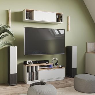 Vicco Tablero Bajo Betti, Blanco/sonoma, 120 X 49.9 Cm