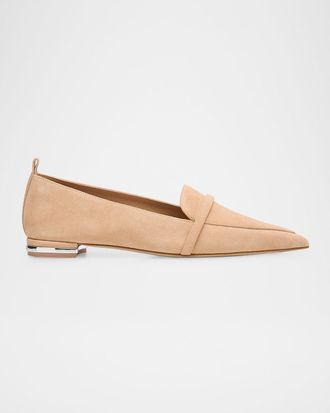 Malone Souliers Dora Suede Pointed-Toe Loafers