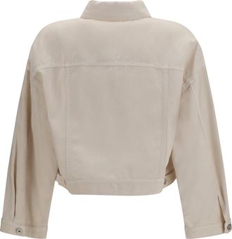 Brunello Cucinelli Womens Cotton And Linen Jacket With Monili Gesso