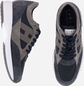 Hogan Mens Sneakers Interactive Suede-Mesh Multicolour Suede And Mesh Trainers