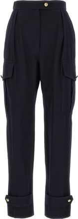 Alexander McQueen Blue Wool Cargo Womens Pants
