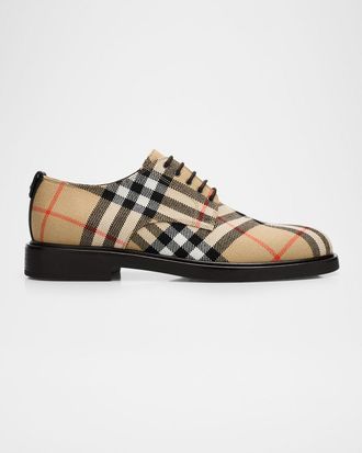 Burberry Men & apos;s Pembroke Check Tweed Derby Shoes