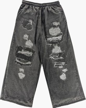 The Celect XTRA WIDE PRINTED DENIM PANT in Black at Nordstrom, Size Medium X 28