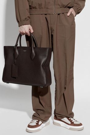 Ferragamo Leather Bag, Mens, Brown