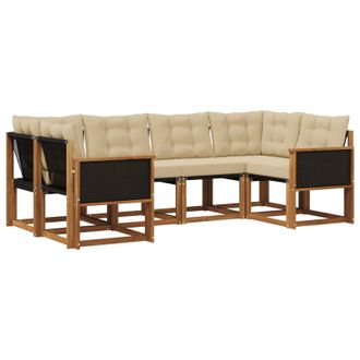 vidaXL Conjunto De Sof&aacute;s De Exterior Con Coj&iacute;n 6 Pcs Natural Y Beige Vidaxl